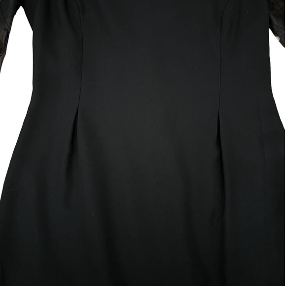 Maya Jornot For Michael Marcella Black Dress Embroider Design 3/4 Sleeve 8 VTG - Picture 10 of 16